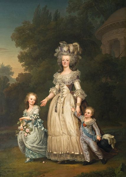 La reine Marie-Antoinette et deux de ses enfants se promènent dans le parc, Adolf Ulrik Wertmüller. par Des maîtres magistraux