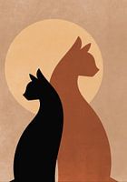 Zwei böhmische Kätzchen in Terrakotta-Farben mit einer aufgehenden Sonne.