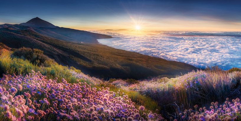 Landschaft über den Wolken von Teneriffa zum Sonnenuntergang. von Voss Fine Art Fotografie