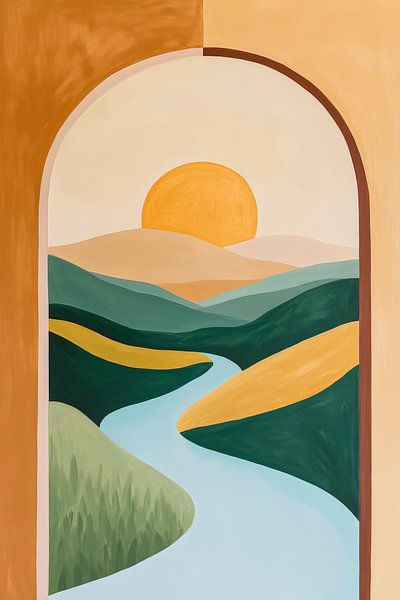 Paysage dans la lumière du coucher de soleil par Poster Art Shop