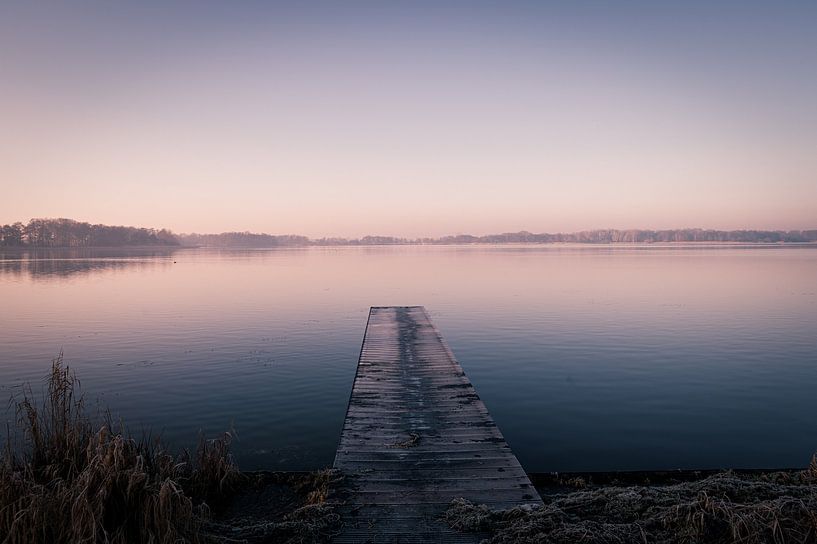 View over a jetty in Friesland by Grietje van der Reijnst