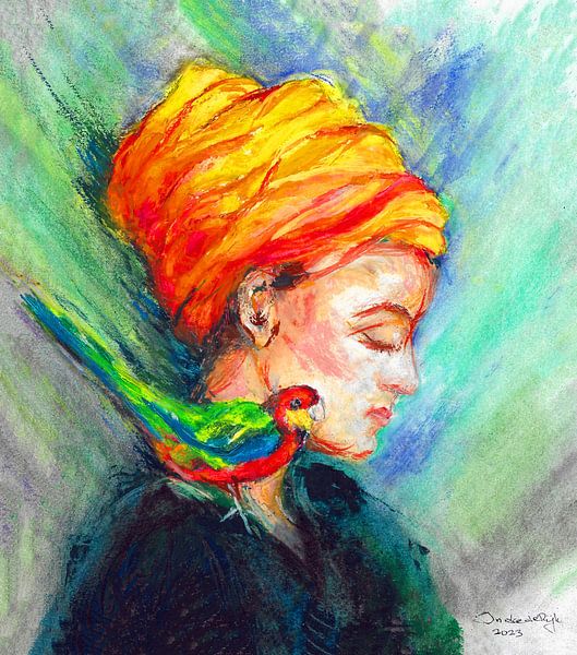 Portrait of a Bohemian woman . Hand-painted. by Ineke de Rijk