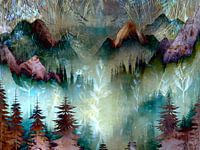 Mystical fantasy winter mountains