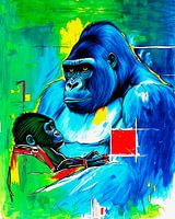 Female gorilla with baby gorilla