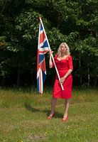 Pin-up girl flying the flag