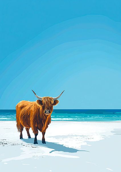 Highland Cow am Meer von Niklas Maximilian