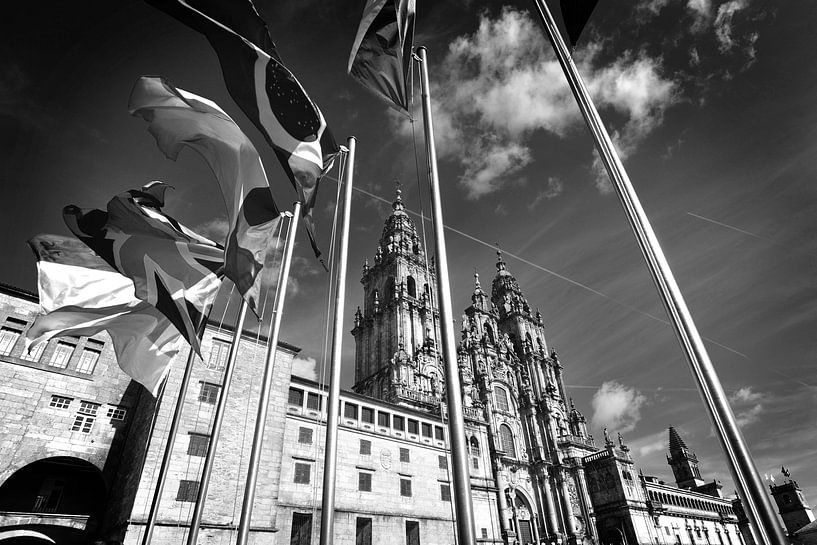 Cathedral of Santiago de Compostela, Spain (black and white) by Rob Blok