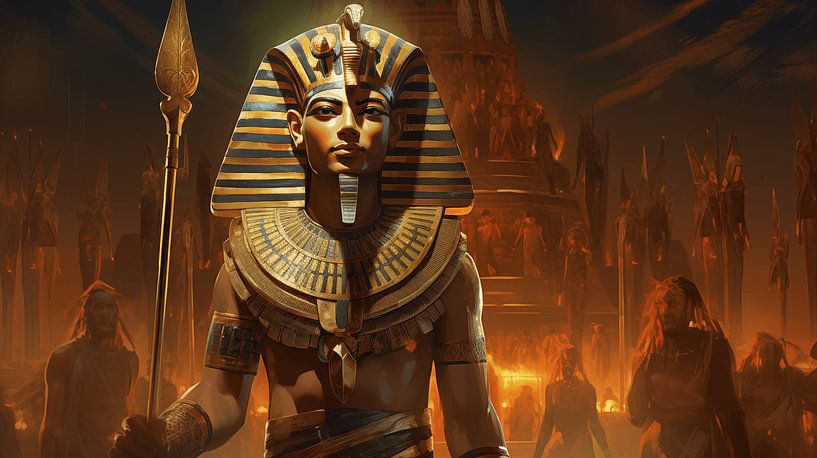 Tutankhamun ancient Egyptian king with spear by Animaflora PicsStock