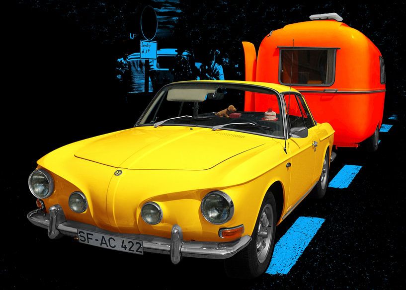 VW Karmann-Ghia (Type 34) avec caravane par aRi F. Huber