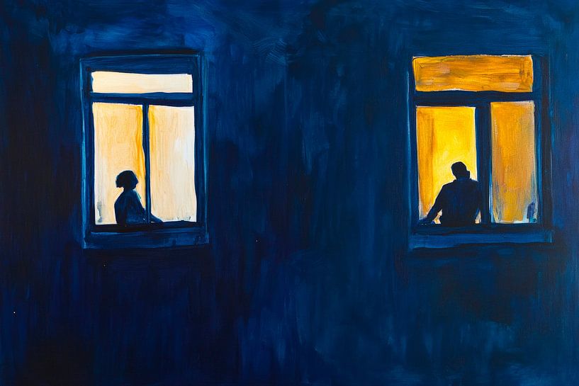 Blick aus dem Fenster in der Nacht von Poster Art Shop