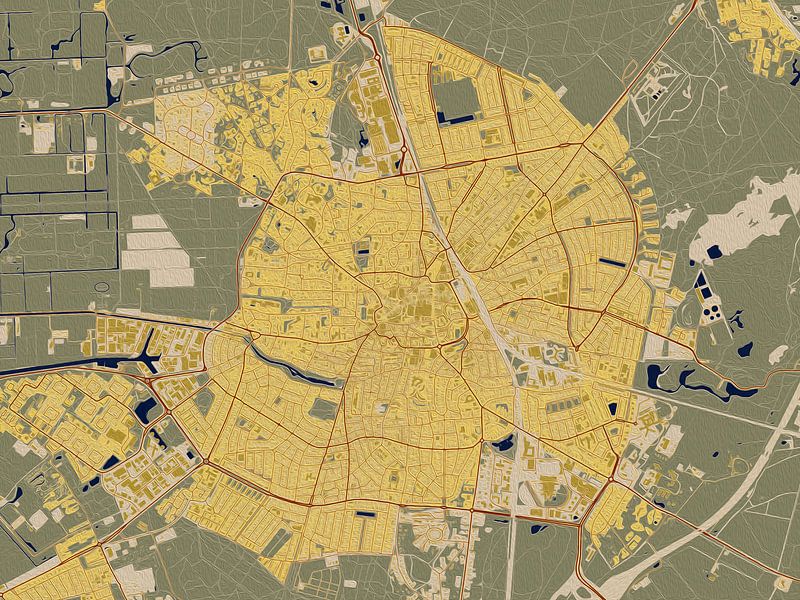 Stadtplan von Hilversum im Stil von Gustav Klimt von Maporia