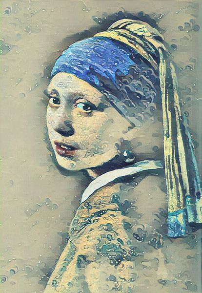 La fille à la boucle d'oreille en perle et le grand golfe de Kanagawa par Slimme Kunst.nl