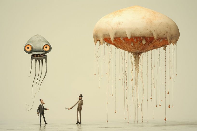 Digitally created Abstract minimalist and surreal bizarre landscape and inhabitants by Art Bizarre