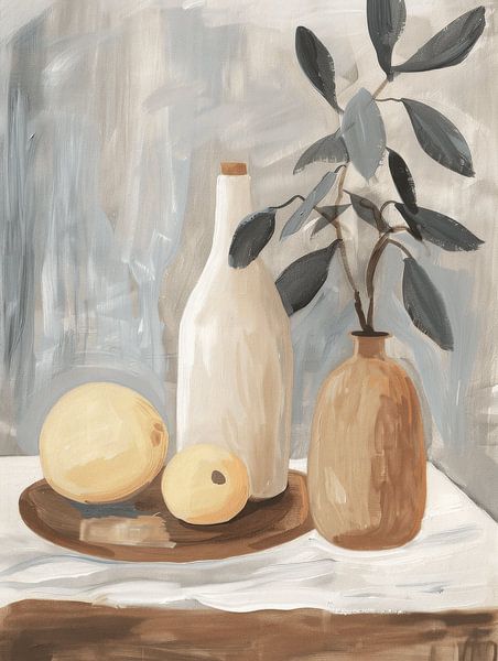 Stillleben in neutralen Tönen im japanischen Stil von Japandi Art Studio