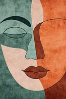 Frauenporträt in irdischem geometrischem Kontrast