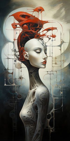 Digital created bizarre surrealist world with woman and landscape by Art Bizarre