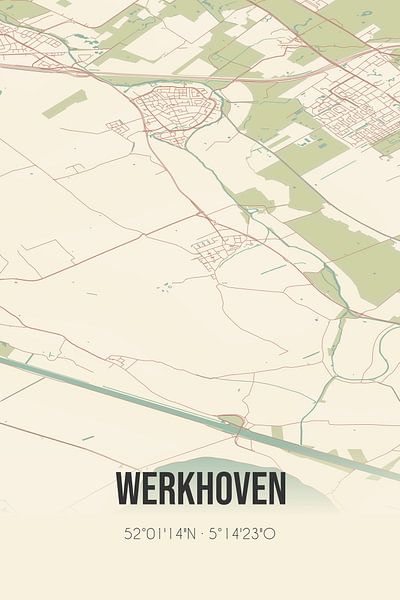 Vieille carte de Werkhoven (Utrecht) par Affiches de lieux
