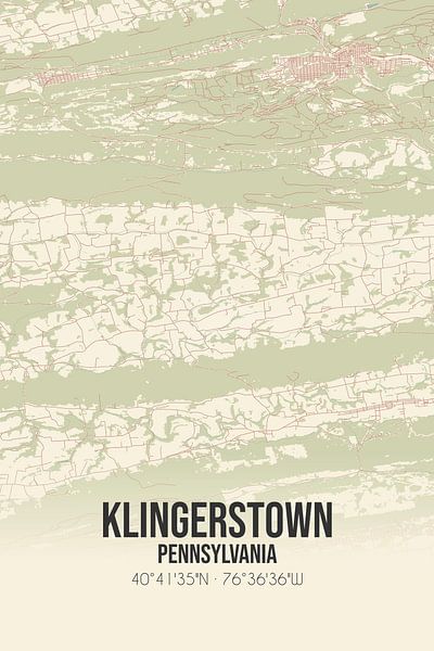 Alte Karte von Klingerstown (Pennsylvania), USA. von Ortsdrucke