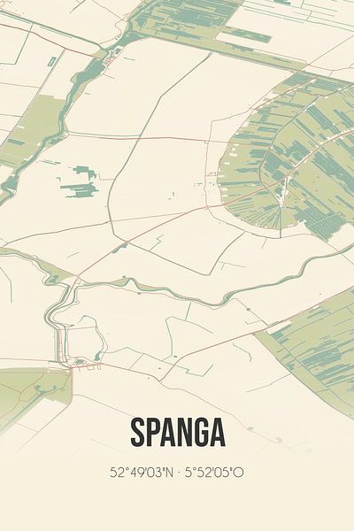 Alte Karte von Spanga (Fryslan) von Ortsdrucke