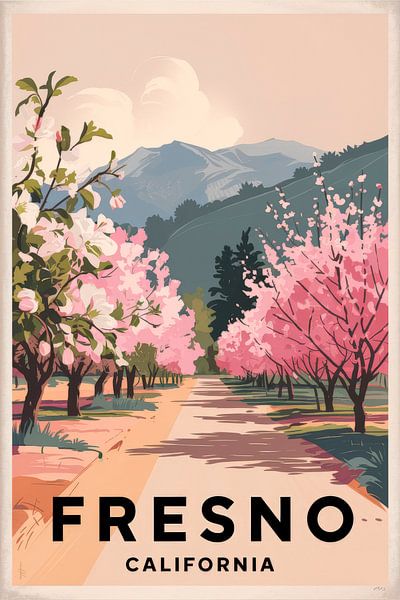Fresno, California Vintage Travel Poster von Poster Art Shop