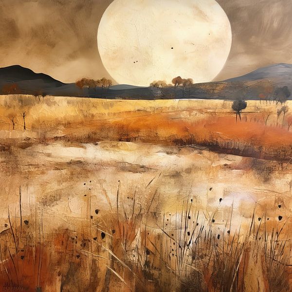 Rolling Grass Landscape: Warm Colours, Hills and Mystical Atmosphere by Wonderful Art