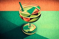 Colourful cocktail glass in cubism