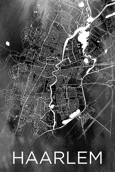 Haarlem | City map on monochrome watercolour by WorldMapShop