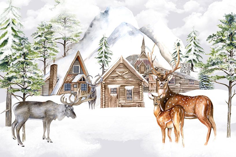 Cabanes de ski d'hiver pour cerfs et rennes par Geertje Burgers