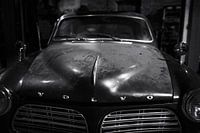 Volvo Amazon at Urbex Location, black and white with film grain