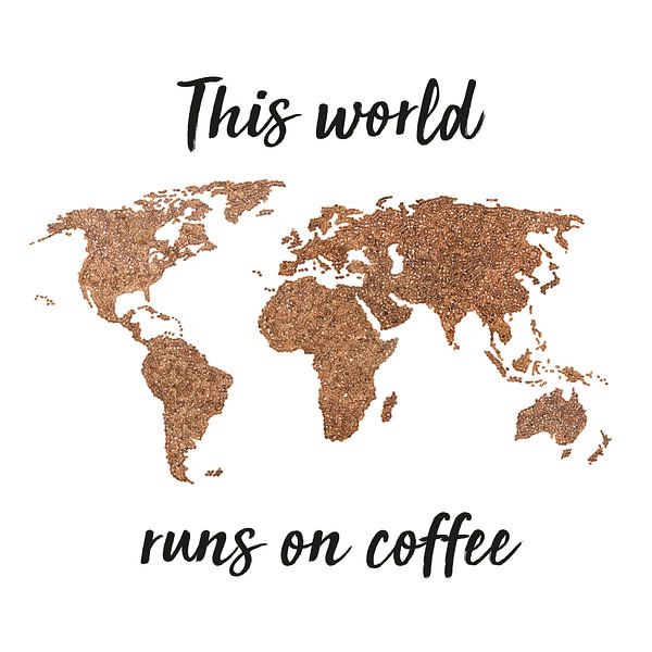 World map Coffee beans with Quote | Wall circle by WorldMapShop