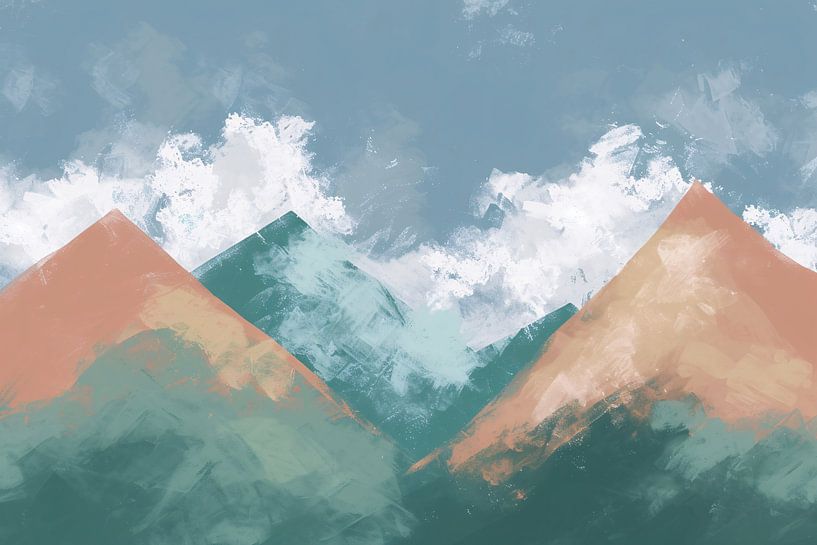 Digitale kunst van bergen en wolken van Art & Soul Creations