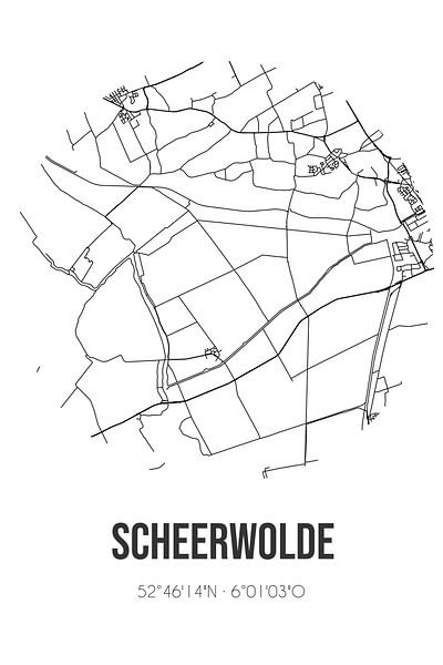 Scheerwolde (Overijssel) | Map | Black and White by Prints of Place