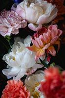 Flowers in still life with carnations and peonies