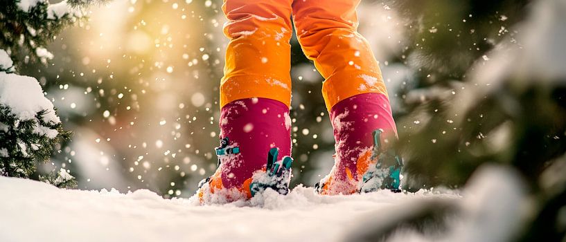 Bunte Stiefel im frischen Schnee von Poster Art Shop