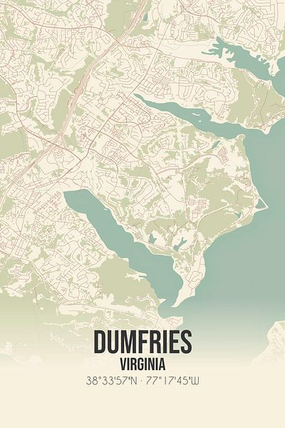 Alte Karte von Dumfries (Virginia), USA. von Ortsdrucke