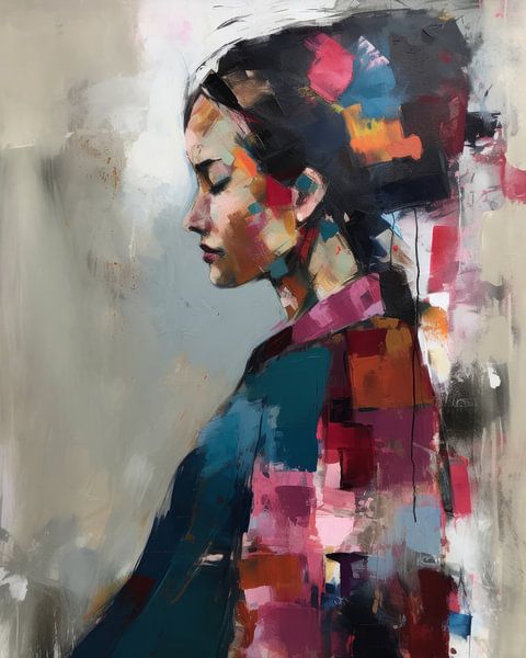 Colourful modern portrait by Carla Van Iersel