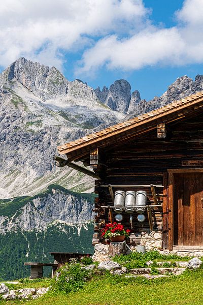 Mountain scenery &quot;Cosy alpine hut on a mountain slope II&quot;. by Coen Weesjes