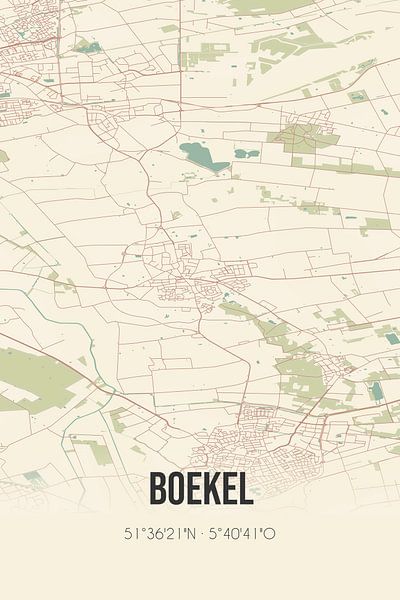 Vieille carte de Boekel (Brabant du Nord) par Affiches de lieux