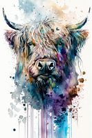 Schottischer Highlander - Aquarell