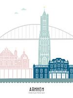 Skyline illustratie stad Arnhem in kleur