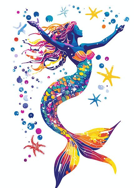 Bunte Meerjungfrau von Pixelbull Design