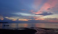 Blue and pink colors during sunset Bali Lovina