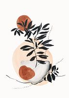 Wabi-sabi Art With Abstract Shapes And Botanical Elements