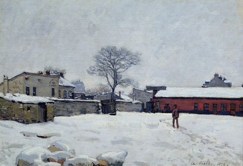 Alfred Sisley,Unter Schnee Der Bauernhof bei Marly-le-roi, 1876 von finemasterpiece