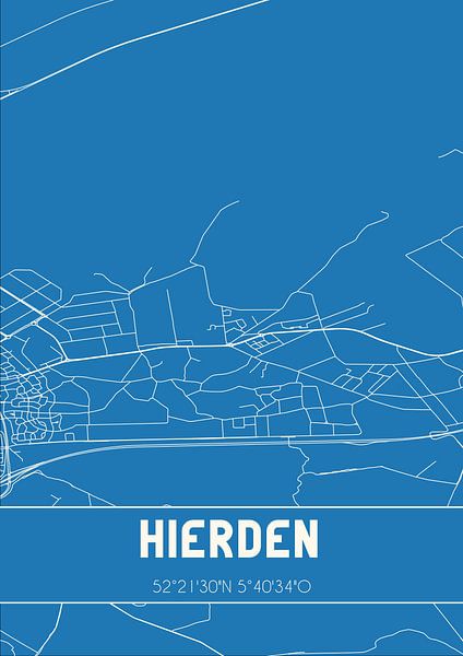 Blaupause | Karte | Hierden (Gelderland) von Ortsdrucke