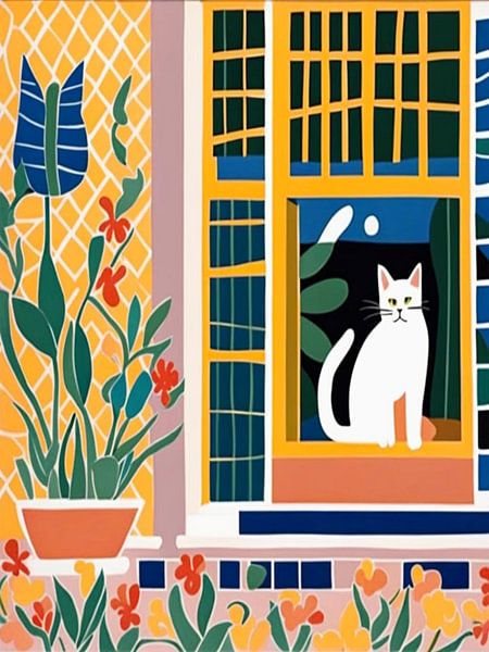 Cat In The Window Style Henri Matisse by TOAN TRAN