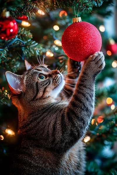 Chat de Noël par Poster Art Shop