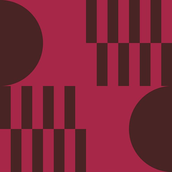 70er Jahre Retro mehrfarbige abstrakte Formen in lila und braun I von Dina Dankers