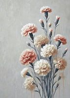 Eleganter Nelkenstrauß - Botanische Kunst in Blush und Creme