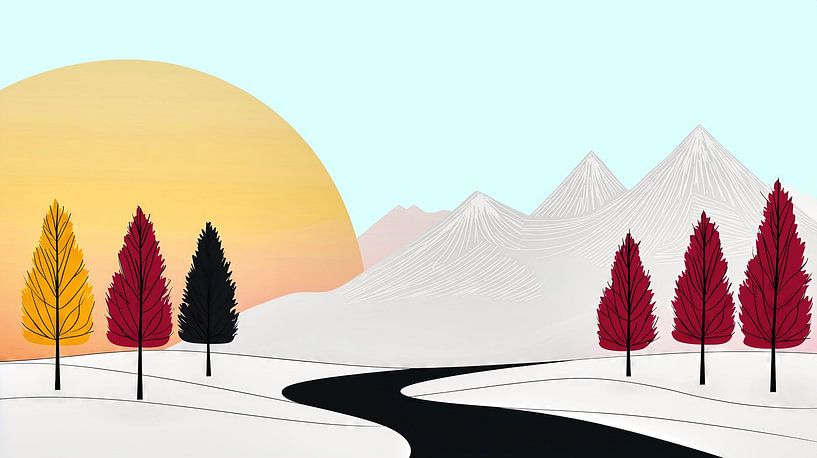 Minimalistische Winterlandschaft mit Straße von Frank Heinz